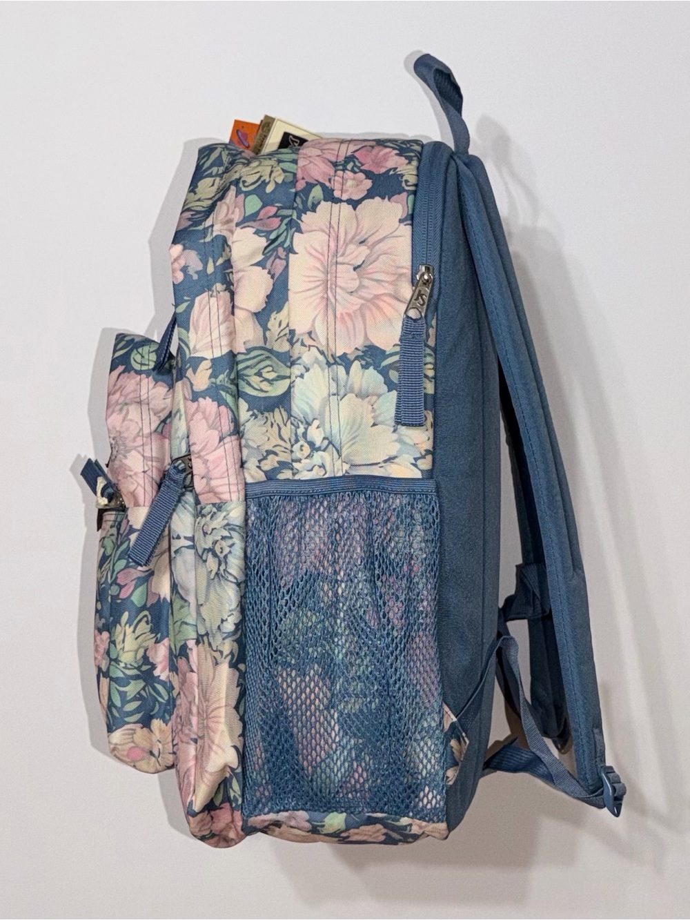 JanSport Big Student Faded Tapestry Elemental Blue Floral Laptop Backpack-New - Picture 4 of 15